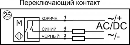 Датчик герконовый поплавковый уровня жидкости DFG 40.25-B1-NO/NC-100.12-M12x1-F